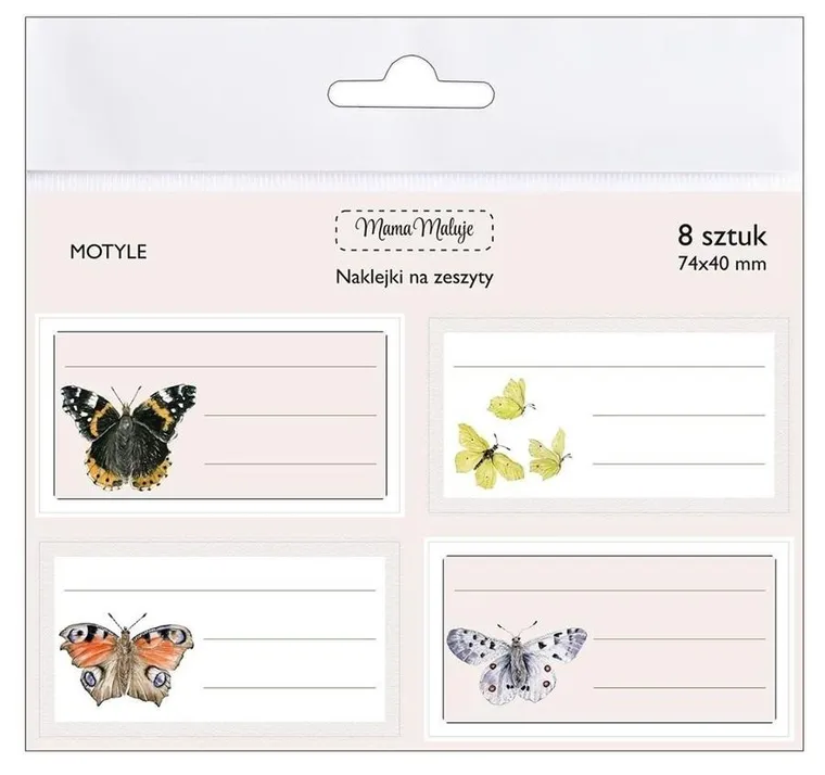 Mama Maluje, naklejki na zeszyty, motyle
