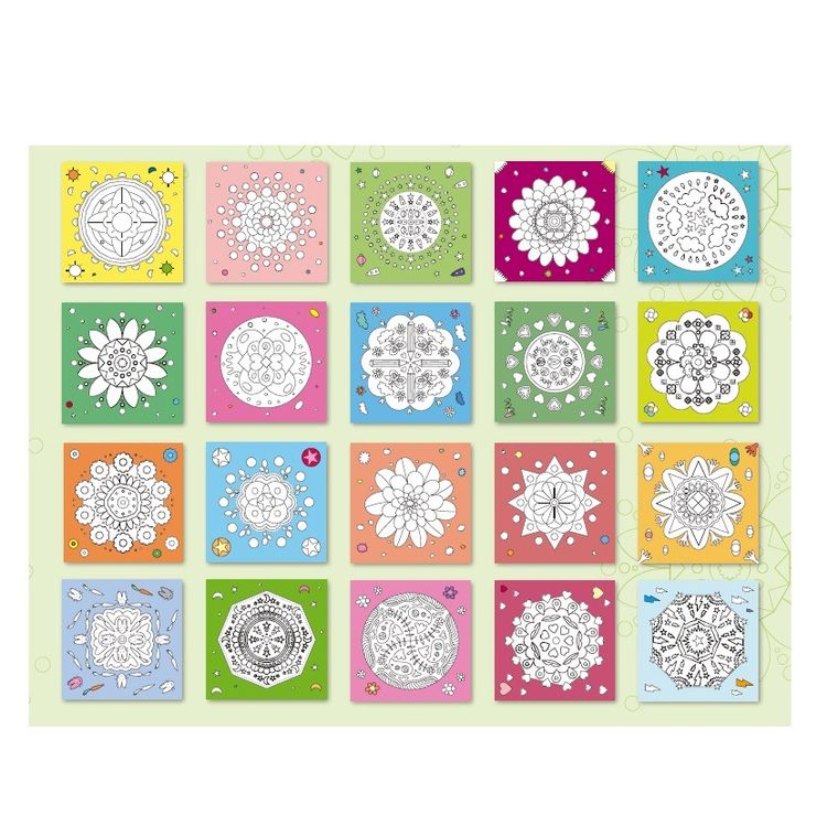 Mandala. Kolorowanka z kredkami