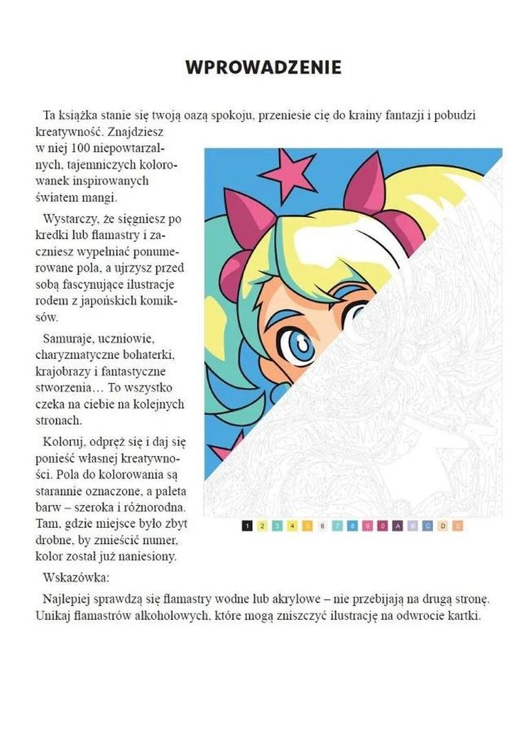 Manga. Zagadkowe rysunki. Art therapy. Kolorowanka antystresowa