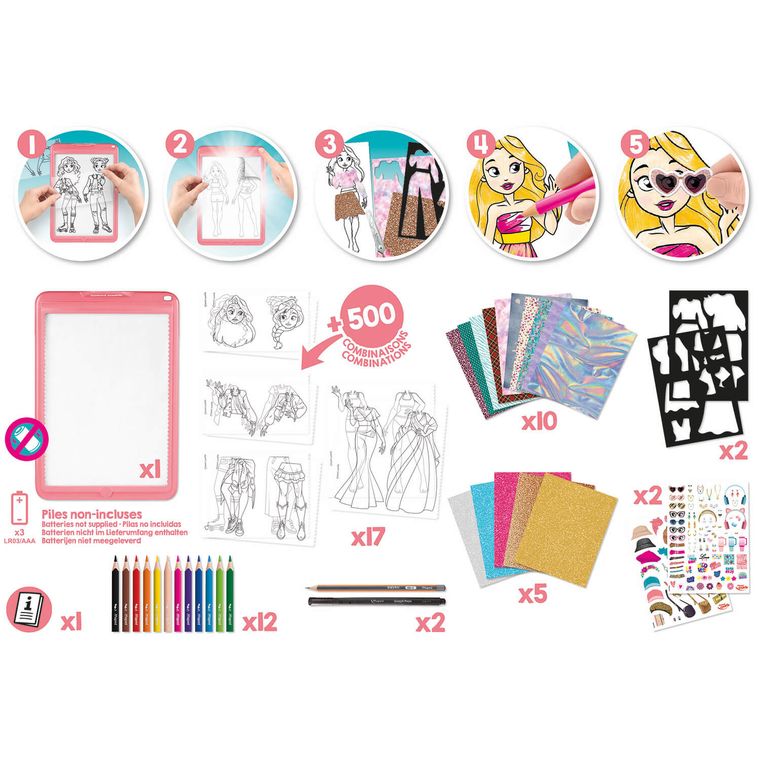 Maped Creativ, Avatar Fashion, podświetlany tablet z szablonami do odrysowywania, moda