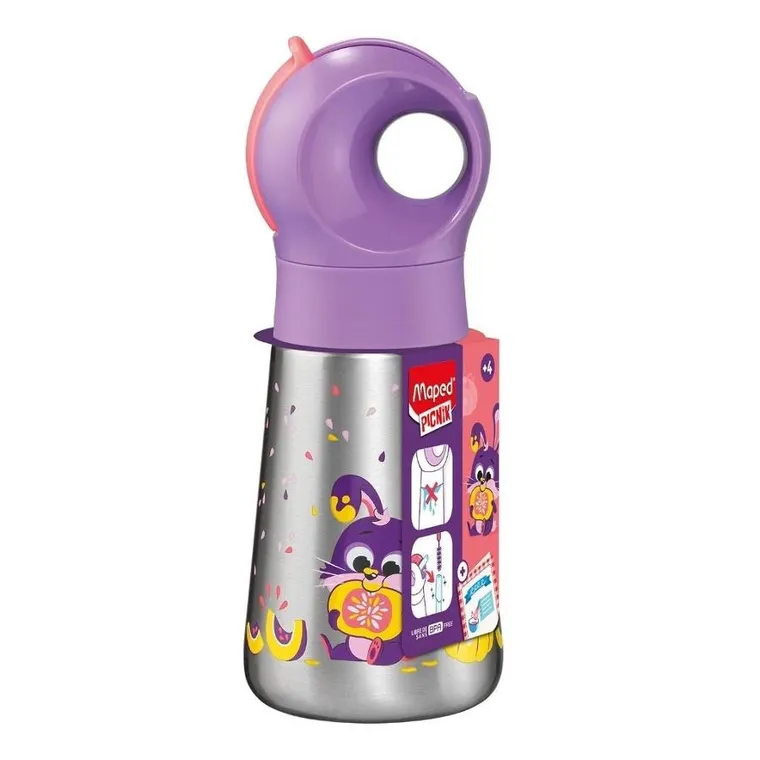 Maped, Picnik Miniz, butelka ze słomką, Króliczek, 350 ml