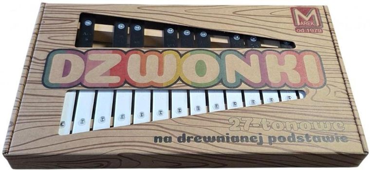 Marek, dzwonki szkolne, cymbałki nad drewnianej podstawie, 27 tonowe