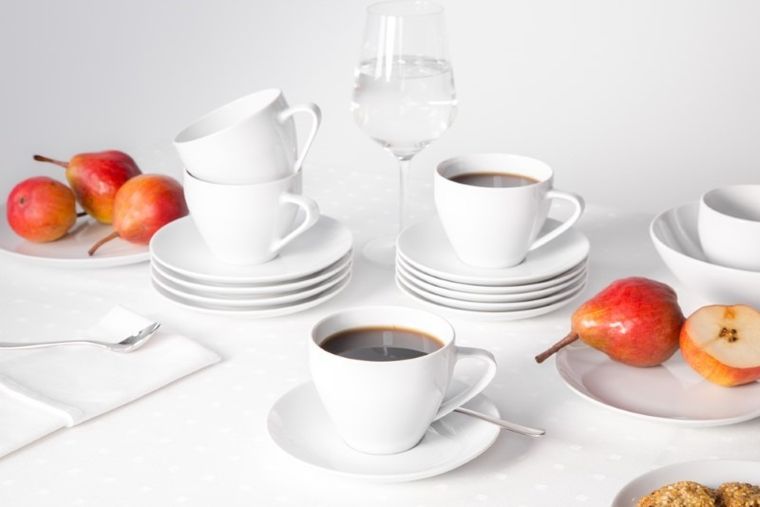 MariaPaula, Moderna Biała, zestaw do kawy, 18 elementów