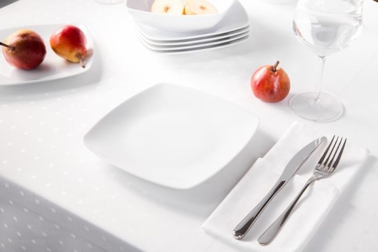 MariaPaula, Moderna kwadratowa biała, talerz deserowy, 18 cm