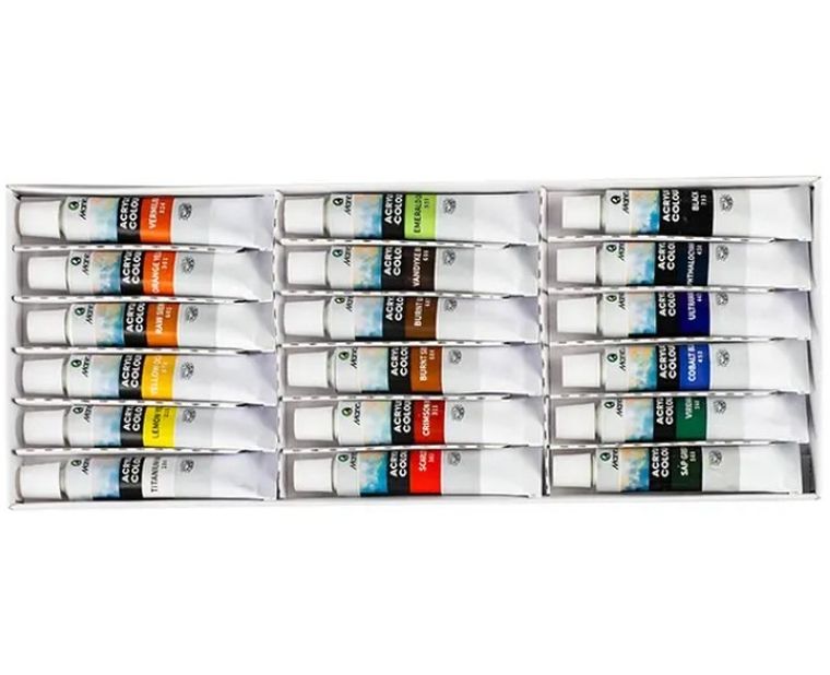 Maries, farby akrylowe, 18 kolorów, 12 ml