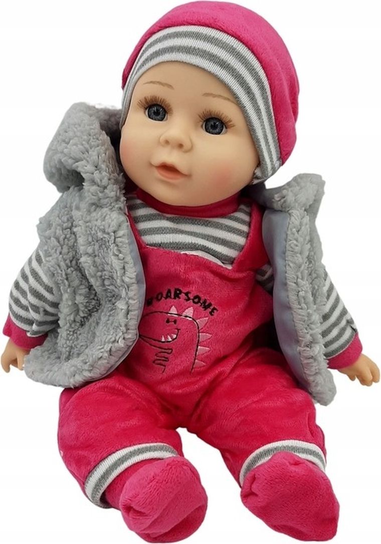 Mario, interaktywna lalka bobas, różowo-szara, 35 cm
