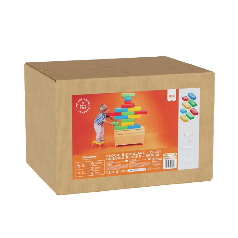 Marioinex, klocki budowlane, cegły, klocki XXL, 16 elementów