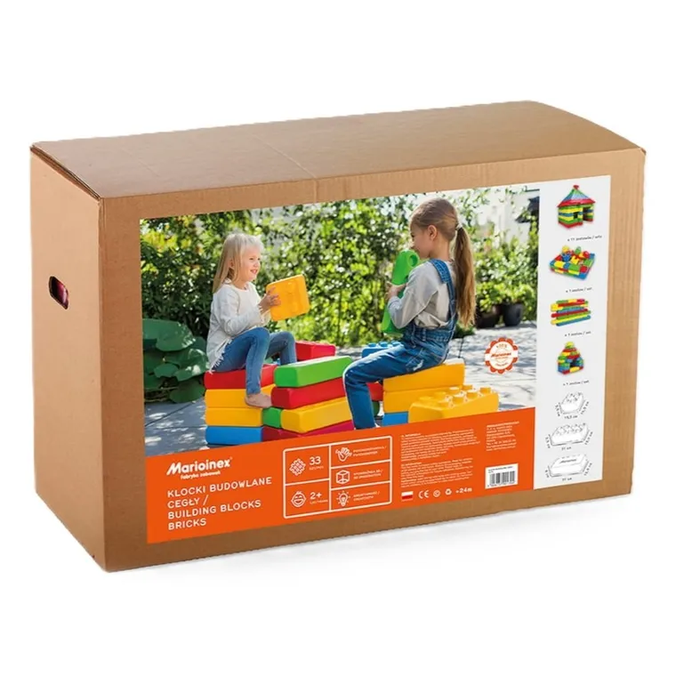 Marioinex, klocki budowlane, cegły, klocki XXL, 33 elementy