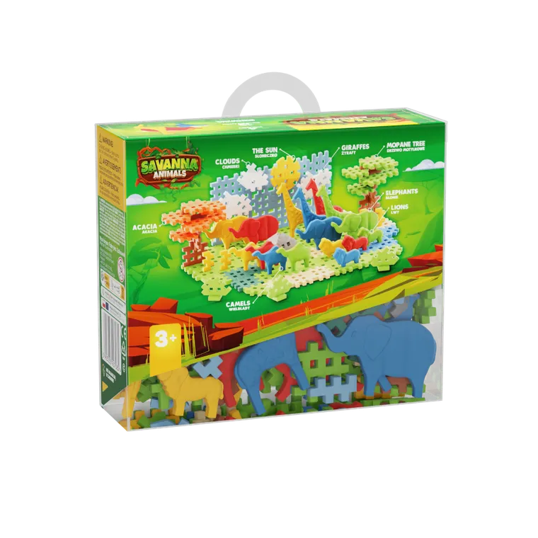 Marioinex, Mini Waffle, Animals Sawanna, klocki konstrukcyjne, 100 elementów