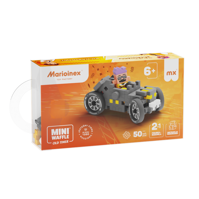 Marioinex, Mini Waffle, Cars, Grey Old-Timer, klocki konstrukcyjne, 50 elementów