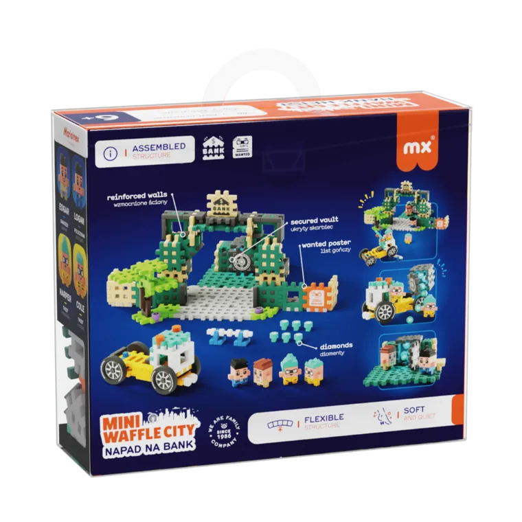 Marioinex, Mini Waffle, City, Napad Na Bank, klocki konstrukcyjne, 148 elementów