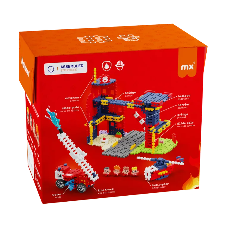 Marioinex, Mini Waffle, City, Remiza Strażacka, klocki konstrukcyjne, 280 elementów