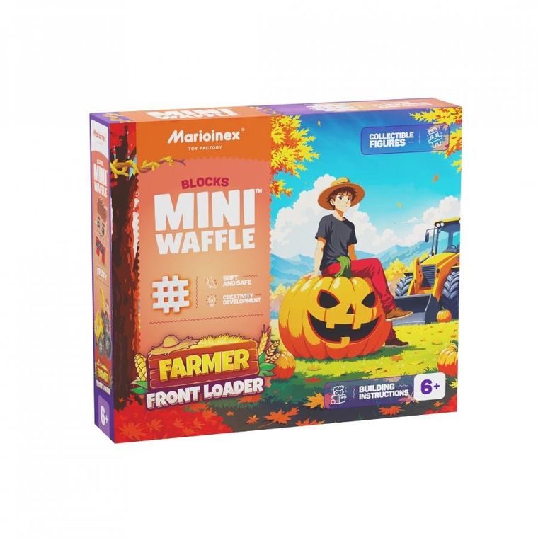 Marioinex, Mini Waffle, Farmer, Koparka, klocki konstrukcyjne, 50 elementów