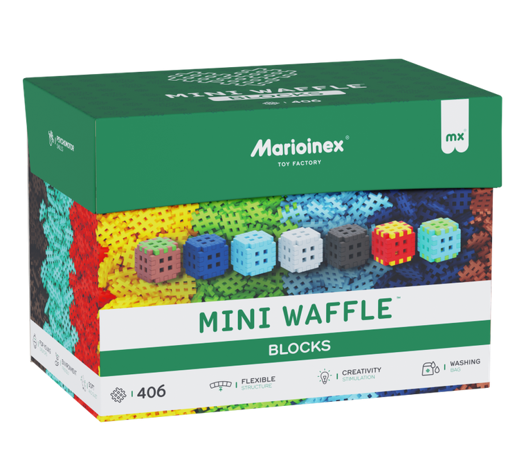 Marioinex, Mini Waffle, Green Blocks, klocki konstrukcyjne, 406 elementów