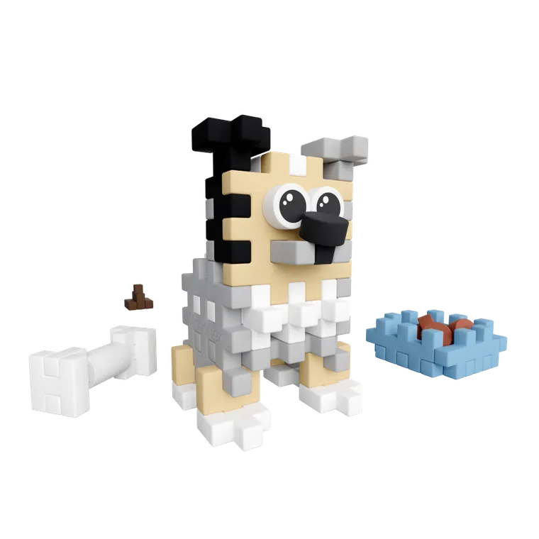 Marioinex, Mini Waffle, Pocket Pets Puppies, Owczarek Szetlandzki, klocki konstrukcyjne, 49 elementów