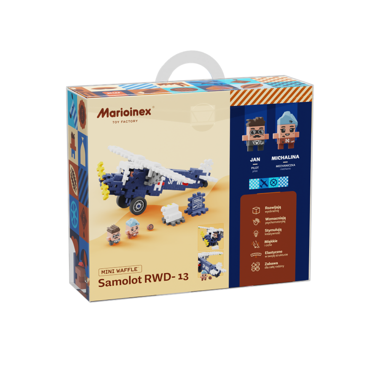 Marioinex, Mini Waffle, Wedel, Samolot RWD-13, klocki konstrukcyjne, 120 elementów