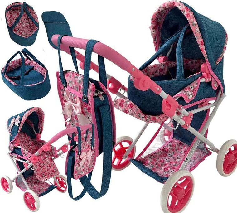 Mariotoys, wózek dla lalek głęboki z torbą