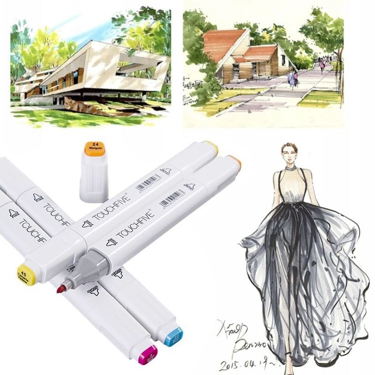 Markery alkoholowe, TOUCHFIVE PRO, dwustronne, 80 szt.