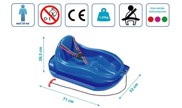 Marmat, sanki plastikowe mini bobek, niebieskie