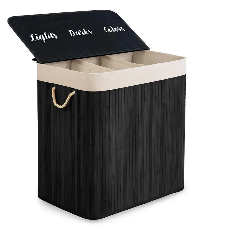 Massido, bambusowy kosz na pranie z pokrywą, 150l