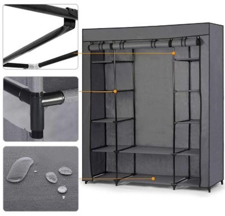 Massido, szafa tekstylna, 135-45-170 cm, grafit