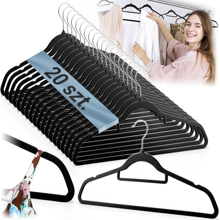 Massido, Welurowe wieszaki na ubrania, 20 szt., MS-859