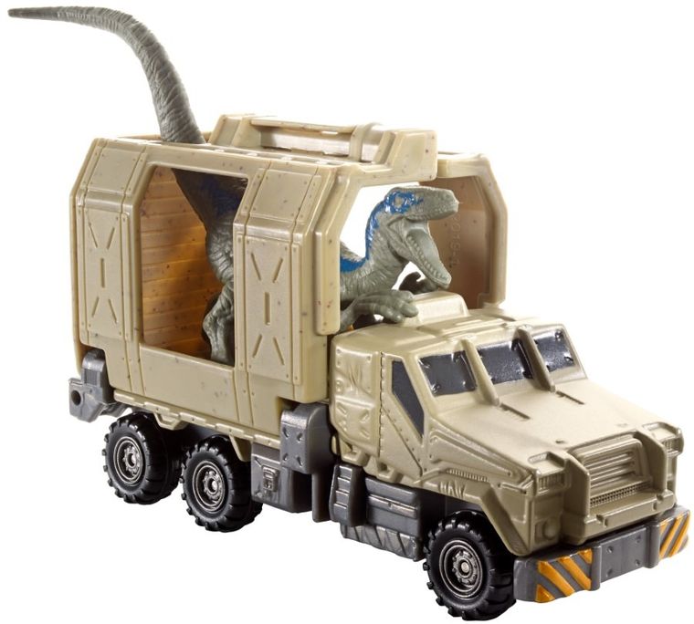 Matchbox, Jurassic World, transporter dinozaurów, zestaw z figurką Velociraptor