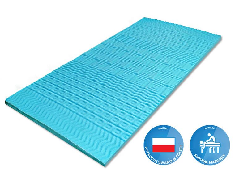 Materace z Gór, Top Blue, materac chłodzący, nawierzchniowy, piankowy, bez pokrowca, 110-160-3 cm