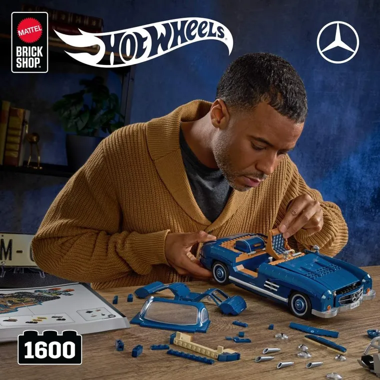 Mattel Brick Shop, Hot Wheels, Mercedes-Benz 300 SL, klocki, 1600 elementów