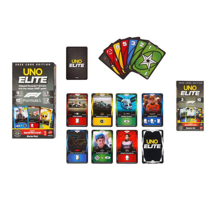 Mattel, Uno Elite Formuła 1 2025, Booster Pack, dodatek do gry