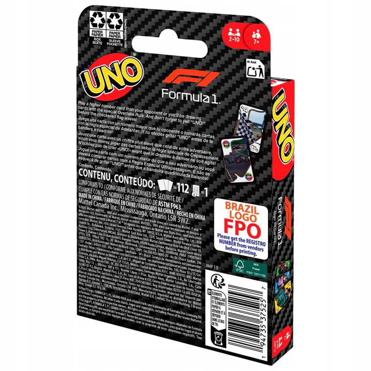Mattel, Uno, Formuła 1, gra karciana