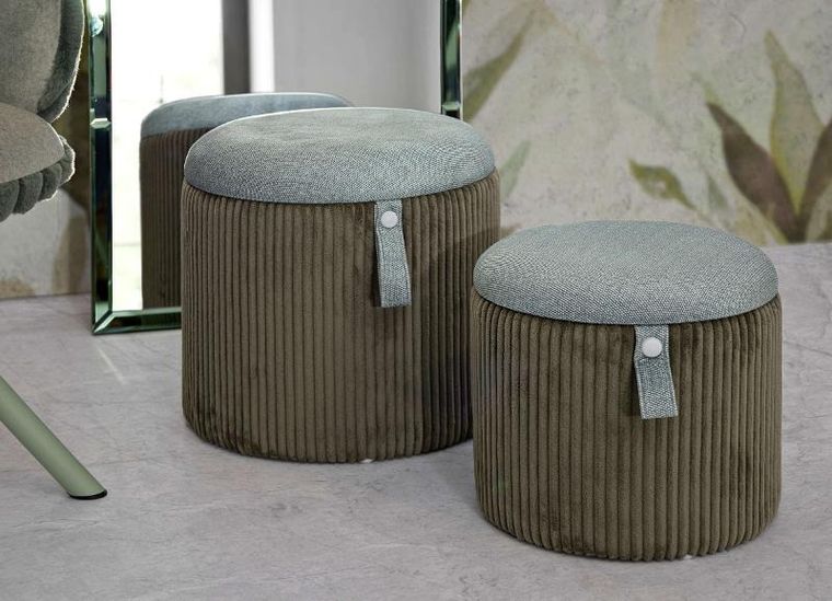 Mauro Ferretti, Bolzano, zestaw puf ze schowkiem, średnica 38 cm, średnica 32 cm