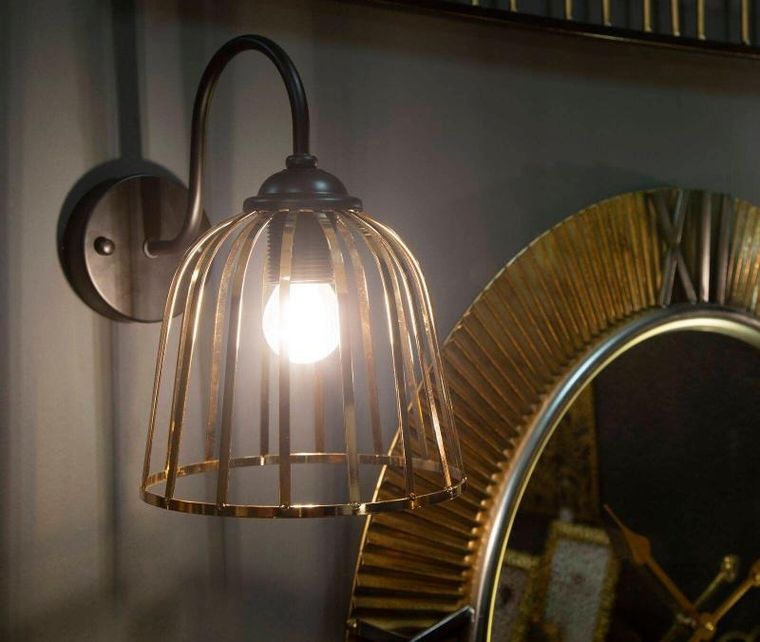 Mauro Ferretti, kinkiet ze złotym kloszem, 18-25-28 cm