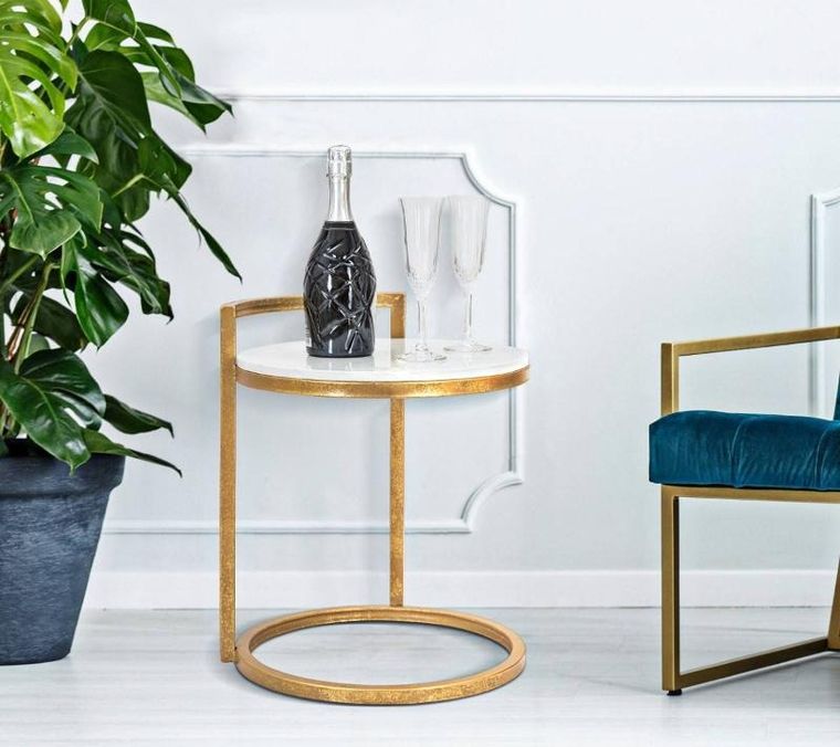 Mauro Ferretti, stolik kawowy z blatem z imitacji marmuru, Ø 40 cm