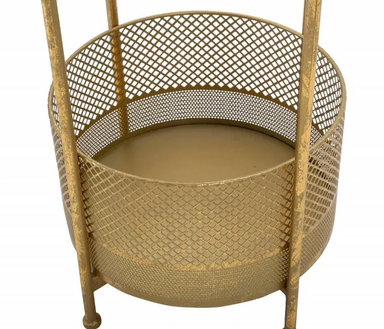 Mauro Ferretti, stolik kawowy z koszem, złoty stelaż, Ø 35 cm