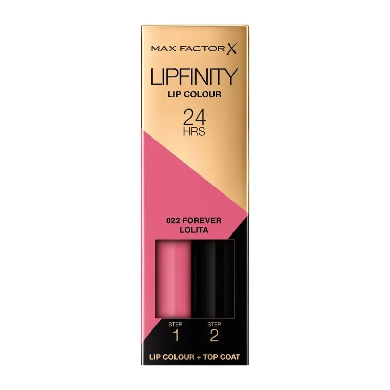 Max Factor, Lipfinity Lip Colour 24h, dwufazowa pomadka w płynie o długotrwałym efekcie nr 22 Forever Lolita, 1.8 ml