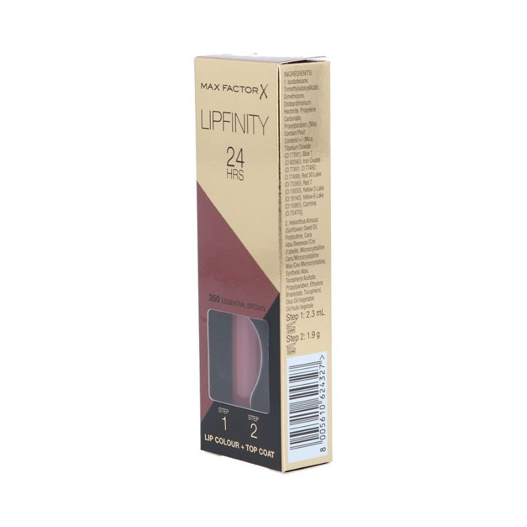 Max Factor, Lipfinity, trwała pomadka do ust 2W1, 350 Essential Brown, 2.3 ml + 1.9 g