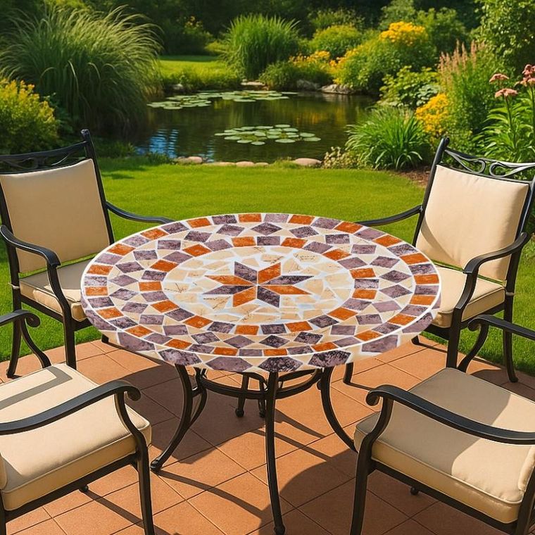 Maximex, cerata ogrodowa z gumką na okrągły stół, mozaika, 85-105 cm