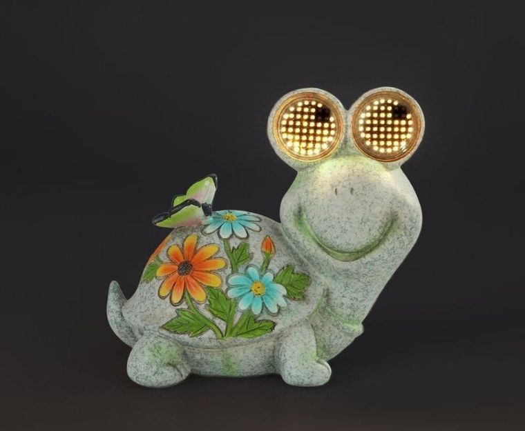 Maximex, figurka ogrodowa solarna, żółw ze świecącymi oczami LED, 17-20 cm