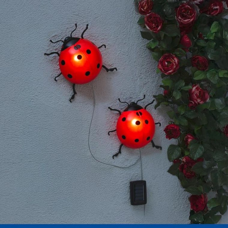 Maximex, lampki ogrodowe solarne, biedronki LED, 20 cm, 2 szt.