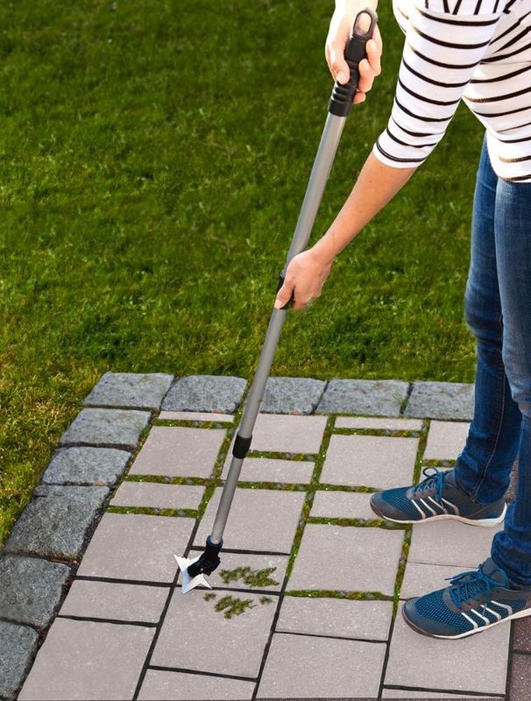 Maximex, skrobak do fug z 4 ząbkami i rączką teleskopową