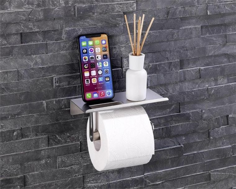 Maximex, uchwyt na papier toaletowy z półką, stal nierdzewna