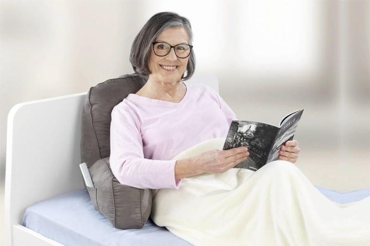 Maximex, wygodna poduszka do siedzenia w łóżku, z kieszonką na telefon, pilota