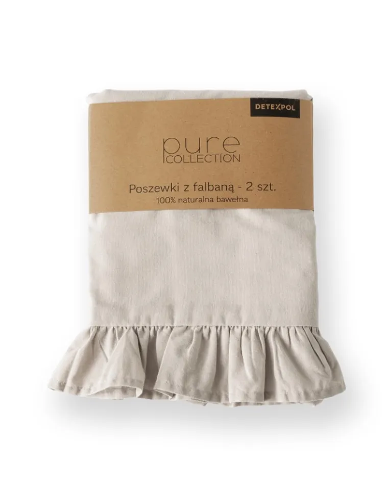 Mayamoo, pościel 3-częściowa z falbaną, beżowa, 160-200 cm