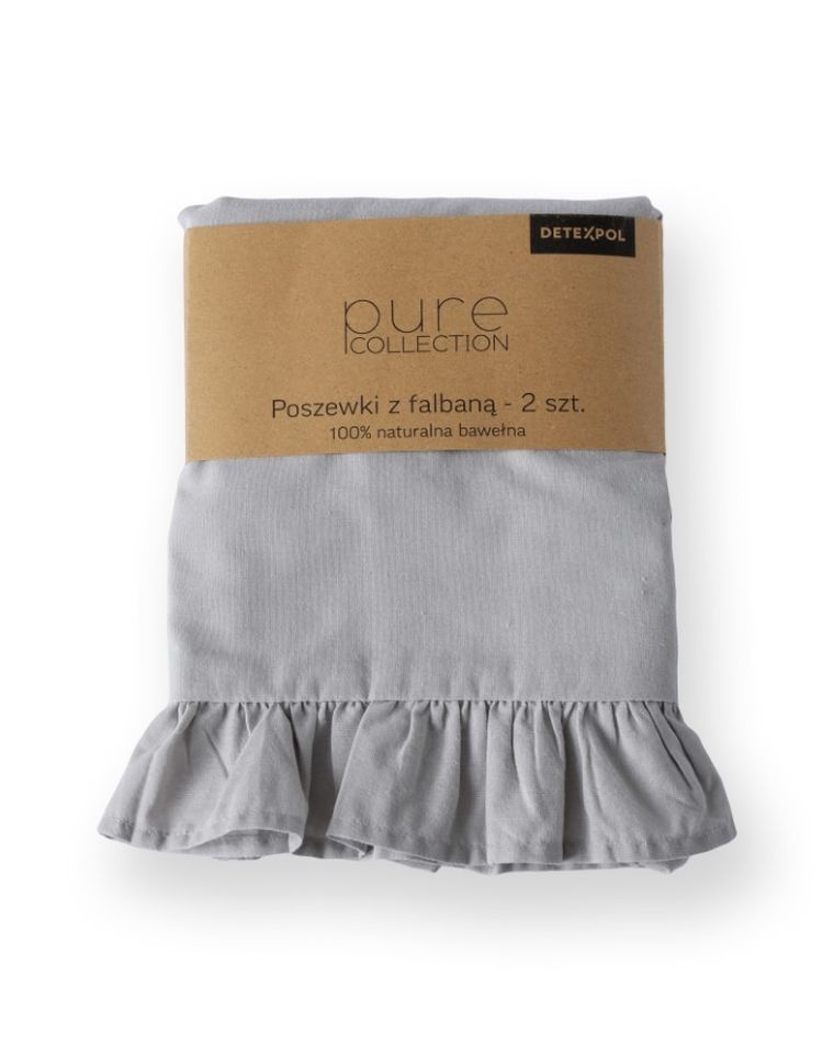 Mayamoo, pościel 3-częściowa z falbaną, ciepły szary, 160-200 cm