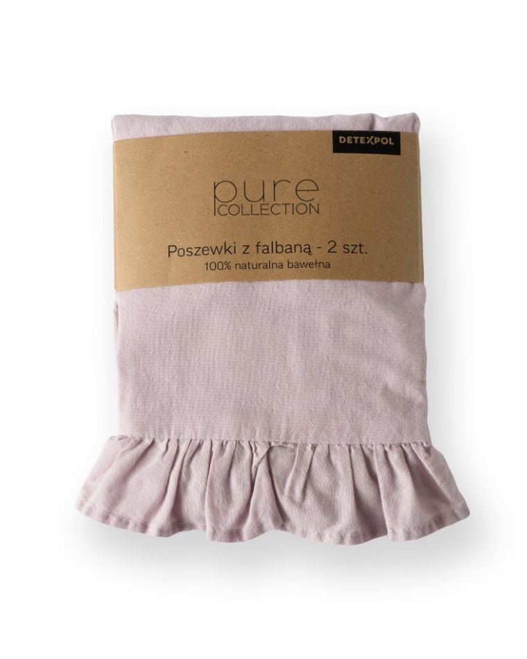 Mayamoo, pościel 3-częściowa z falbaną, różowa, 160-200 cm