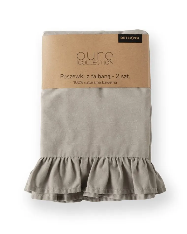 Mayamoo, pościel 3-częściowa z falbaną, taupe, 160-200 cm