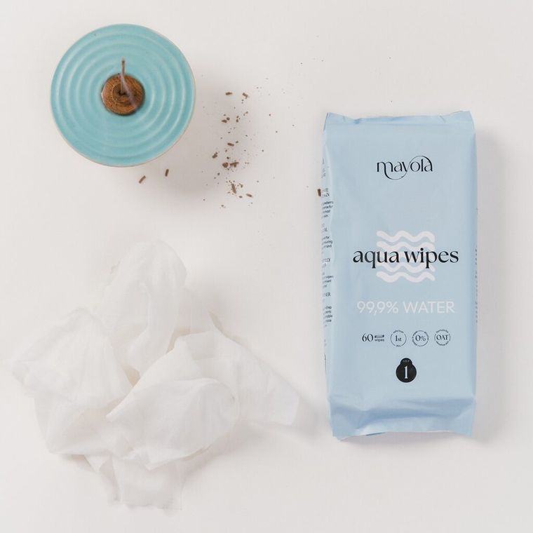 Mayola, chusteczki nawilżane, 99.9% wody i owies, 60 szt.