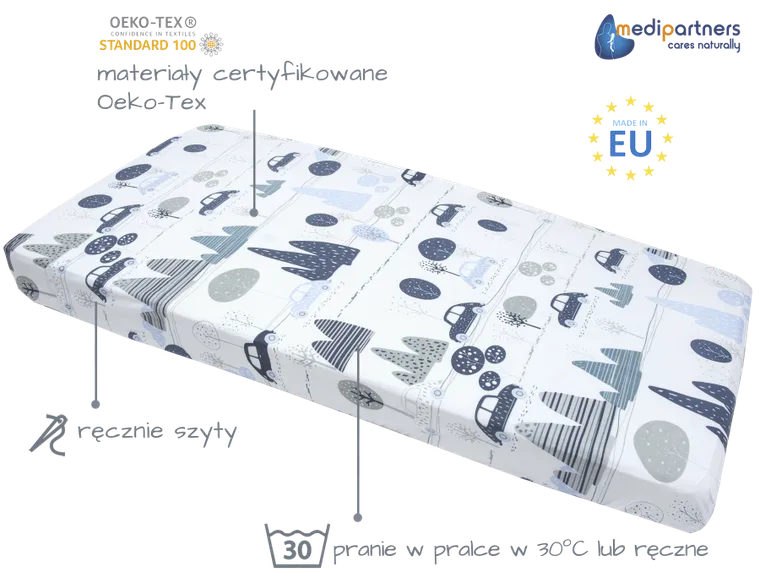 Medi Partners, Auta, Retro, prześcieradło z gumką, 60-120 cm