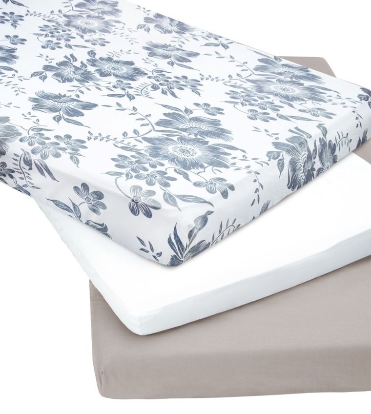 Medi Partners, Berry, prześcieradło z gumką do łóżeczka, bawełniane, 120-60 cm, 3 szt.